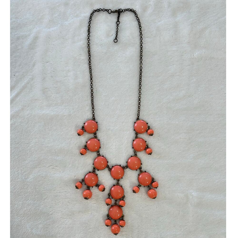 J Crew Statement Bib Necklace Pink Coral Bubble Design 24"